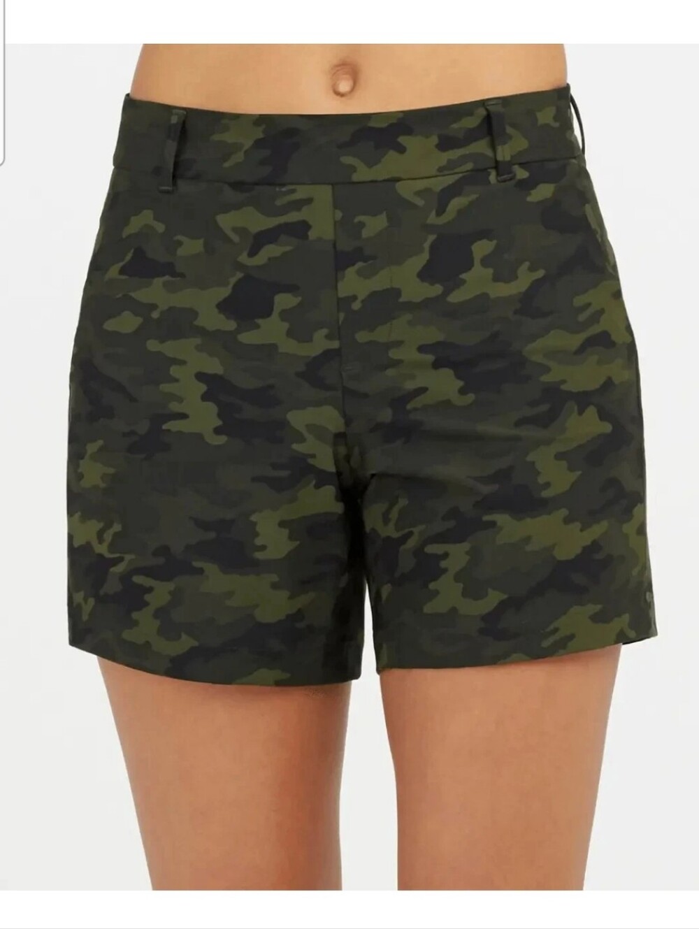 Spanx Sunshine Shorts Camouflage Green Black Stretch Pull On Women's L
